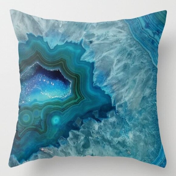 Teal Marble Design Pillow Cover - Picture 1 of 4
